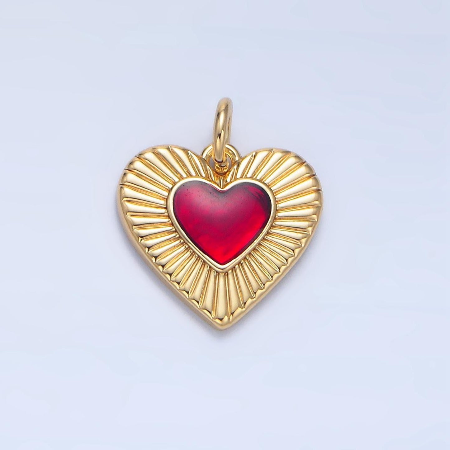 Blood red heart 24k gold filled love charm | x-838