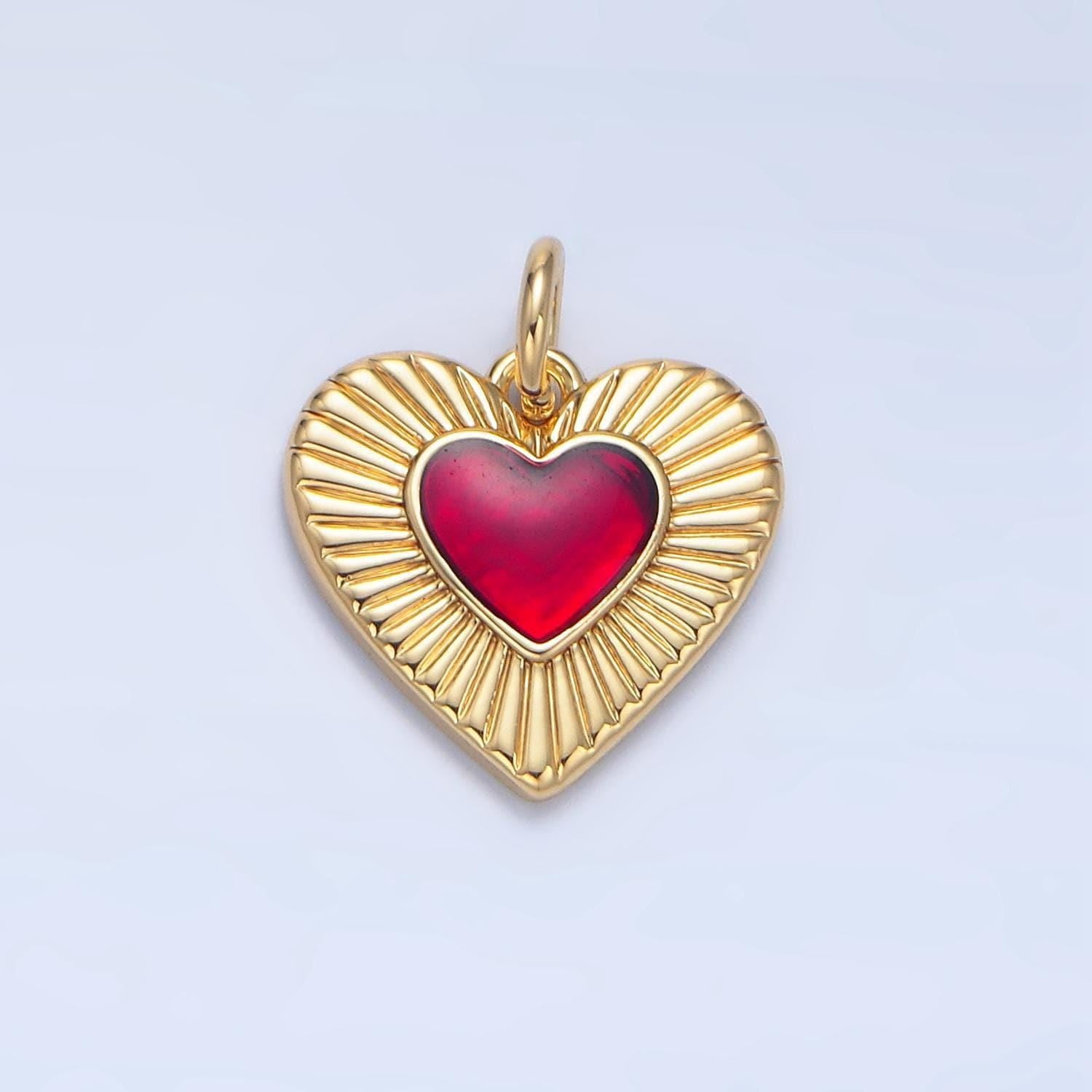 Blood red heart 24k gold filled love charm | x-838