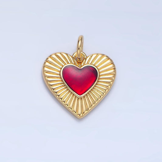 Blood red heart 24k gold filled love charm | x-838