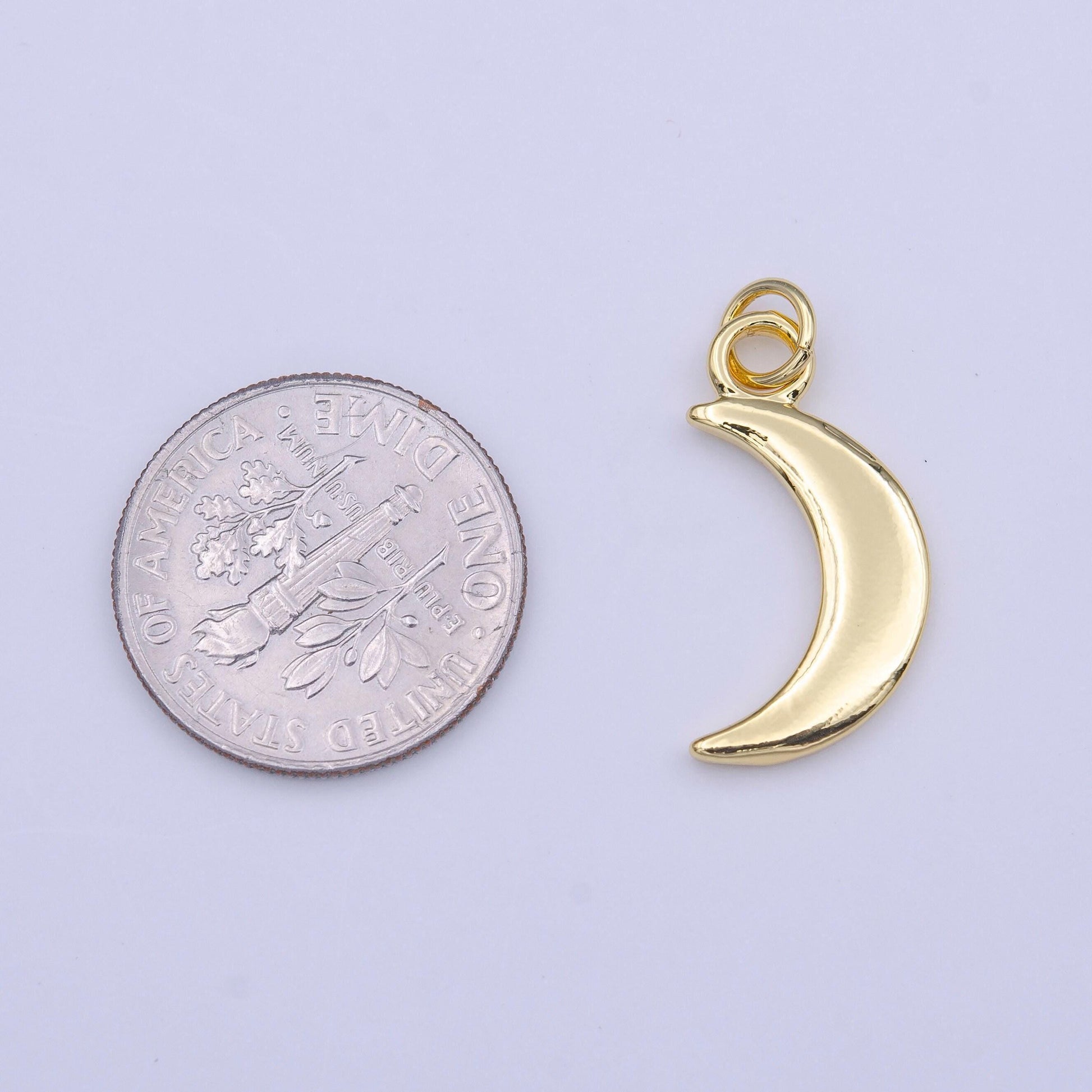 Dainty gold crescent moon mini charm necklace pendant dainty gold moon pendant celestial jewelry c448