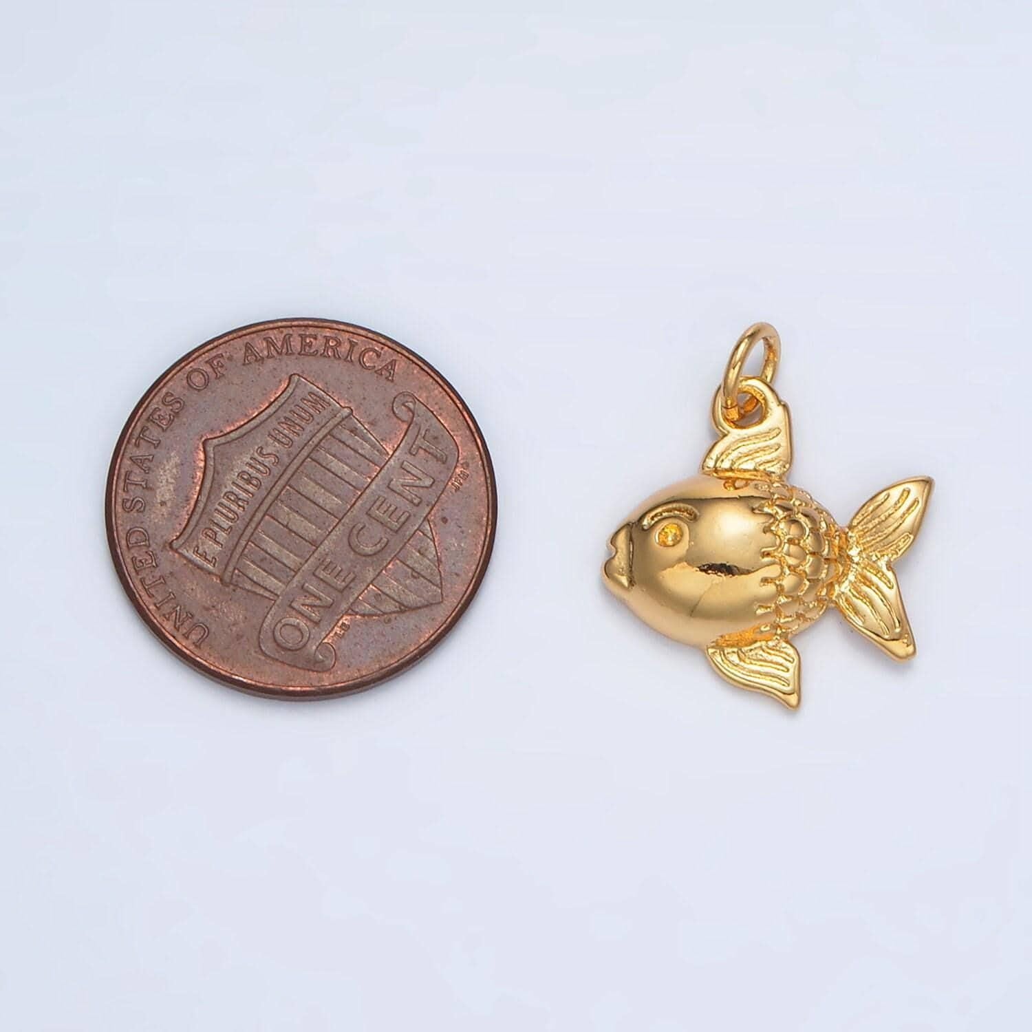 24k gold filled 15mm gold-fish animal charm | ag-926