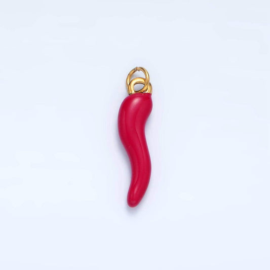 Dainty red chili charm gold stainless steel mini italian horn pendant for bracelet necklace charm supply p1226