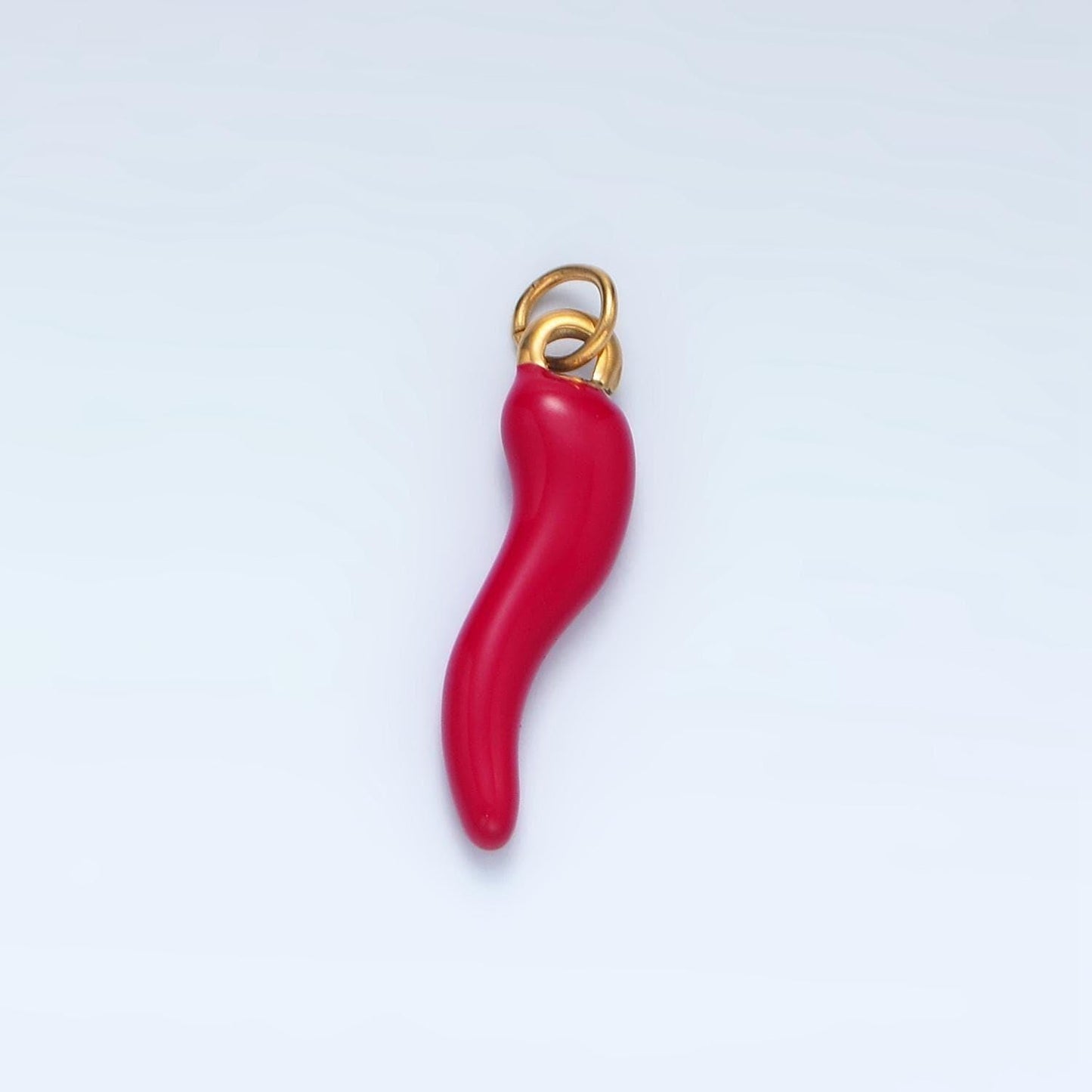 Dainty red chili charm gold stainless steel mini italian horn pendant for bracelet necklace charm supply p1226