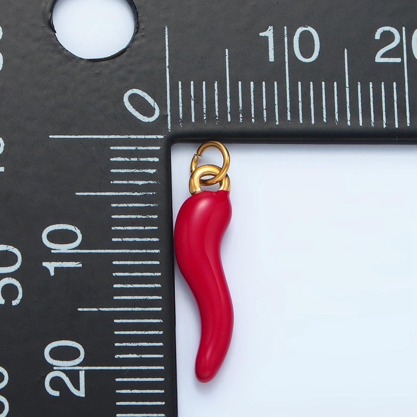 Dainty red chili charm gold stainless steel mini italian horn pendant for bracelet necklace charm supply p1226