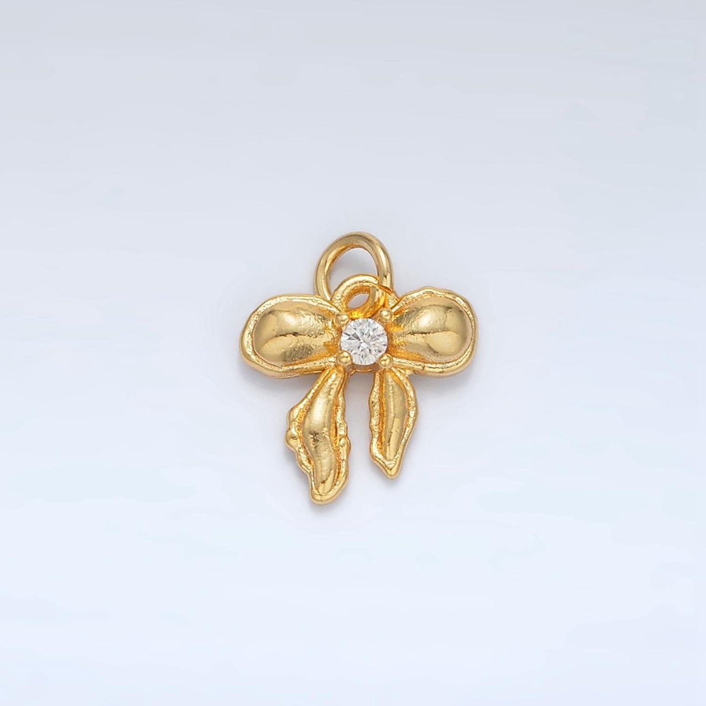 24k gold filled 10mm mini bow ribbon charm necklace bracelet earring supply for jewelry making | ac151