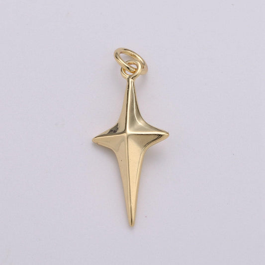 25x10mm 24k gold north star charms, gold star pendant, celestial jewelry minimalist jewelry making supply d-354