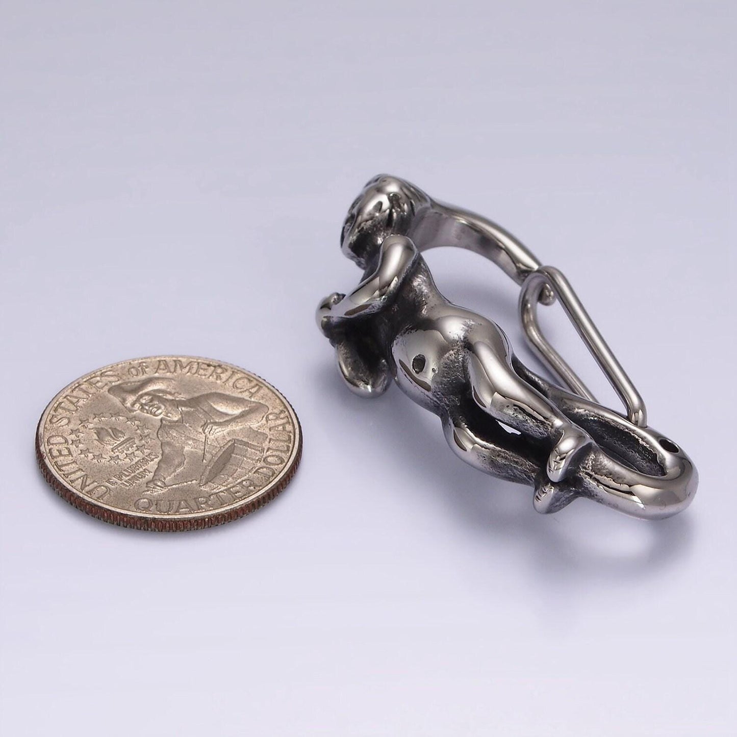 Stainless steel 45mm baby angel carabiner snap hook findings for keychain supply component | z666