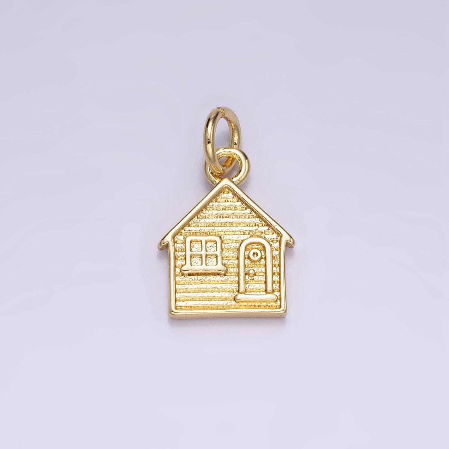 14k gold filled mini house home textured charm | ag-642