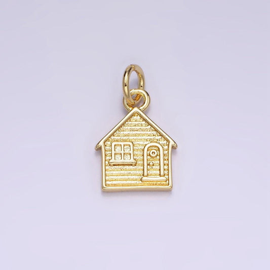 14k gold filled mini house home textured charm | ag-642