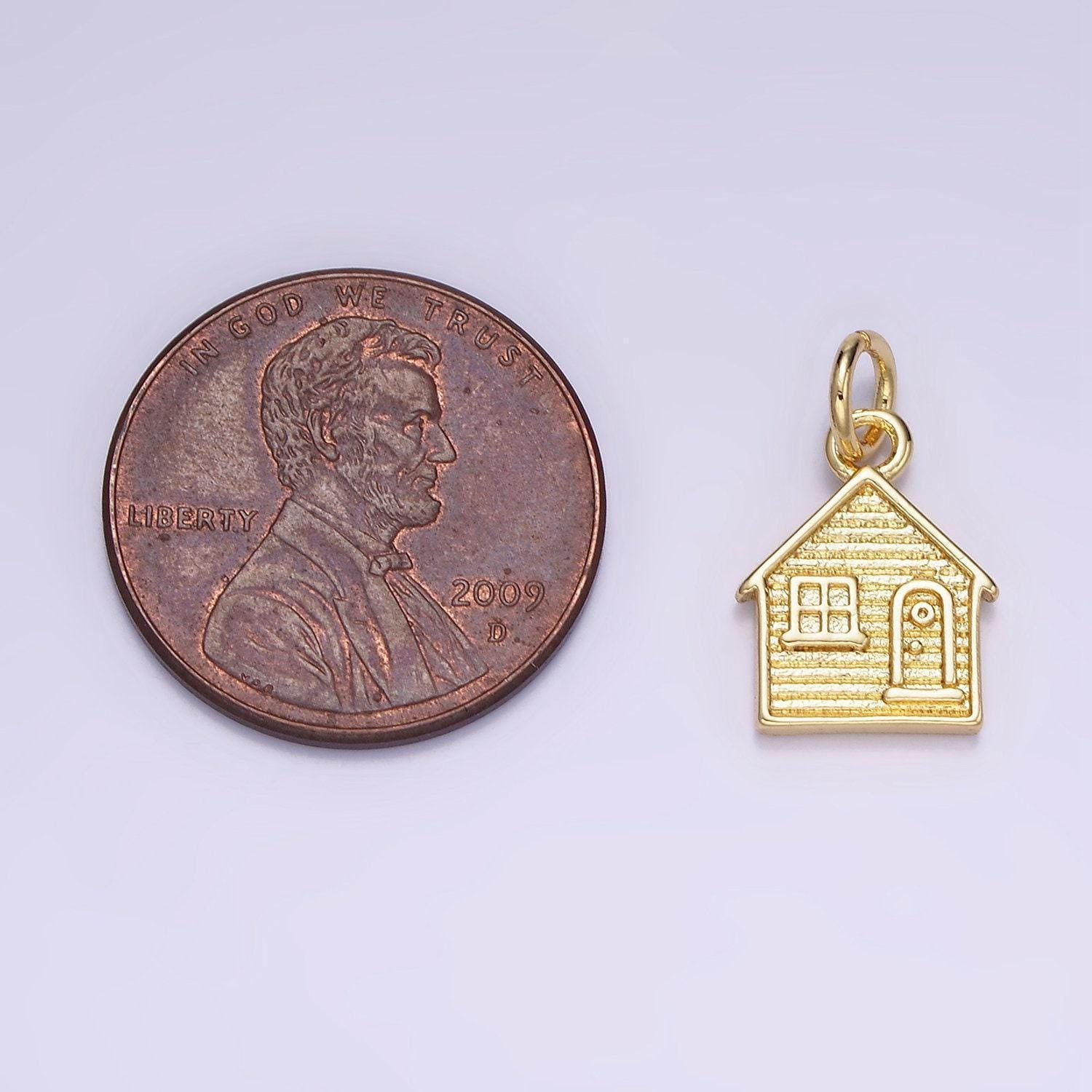 14k gold filled mini house home textured charm | ag-642