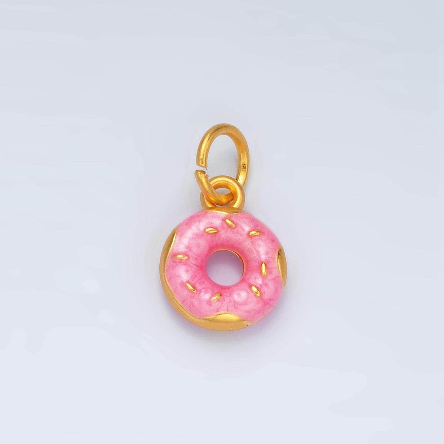 24k gold filled pink glaze donut w/ sprinkles food charm | m-152
