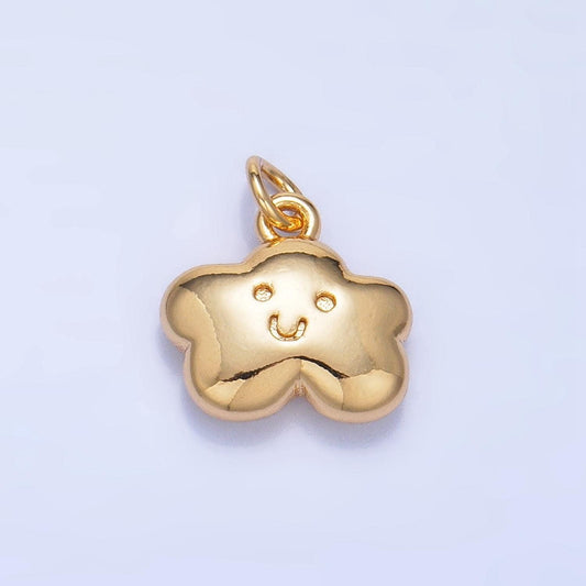 24k gold filled kids cloud charm happy face cartoon cloud charm | w021