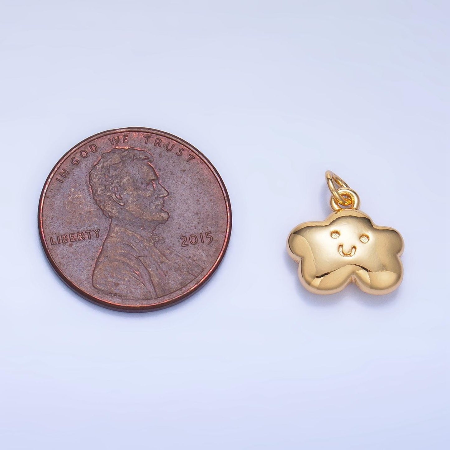 24k gold filled kids cloud charm happy face cartoon cloud charm | w021