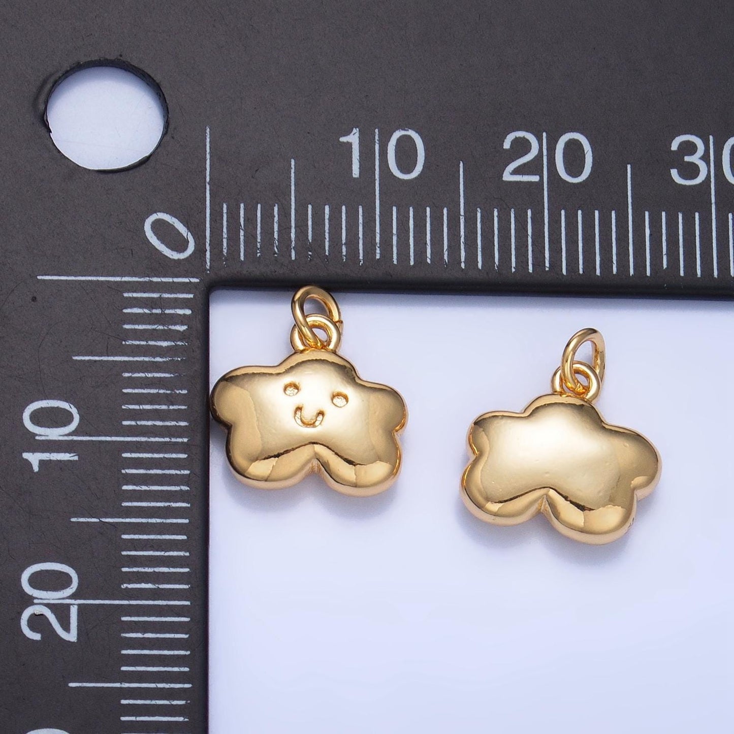 24k gold filled kids cloud charm happy face cartoon cloud charm | w021