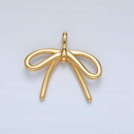 Dainty 24k gold filled 22.6mm small bow charm necklace bracelet supply for jewelry making | i797
