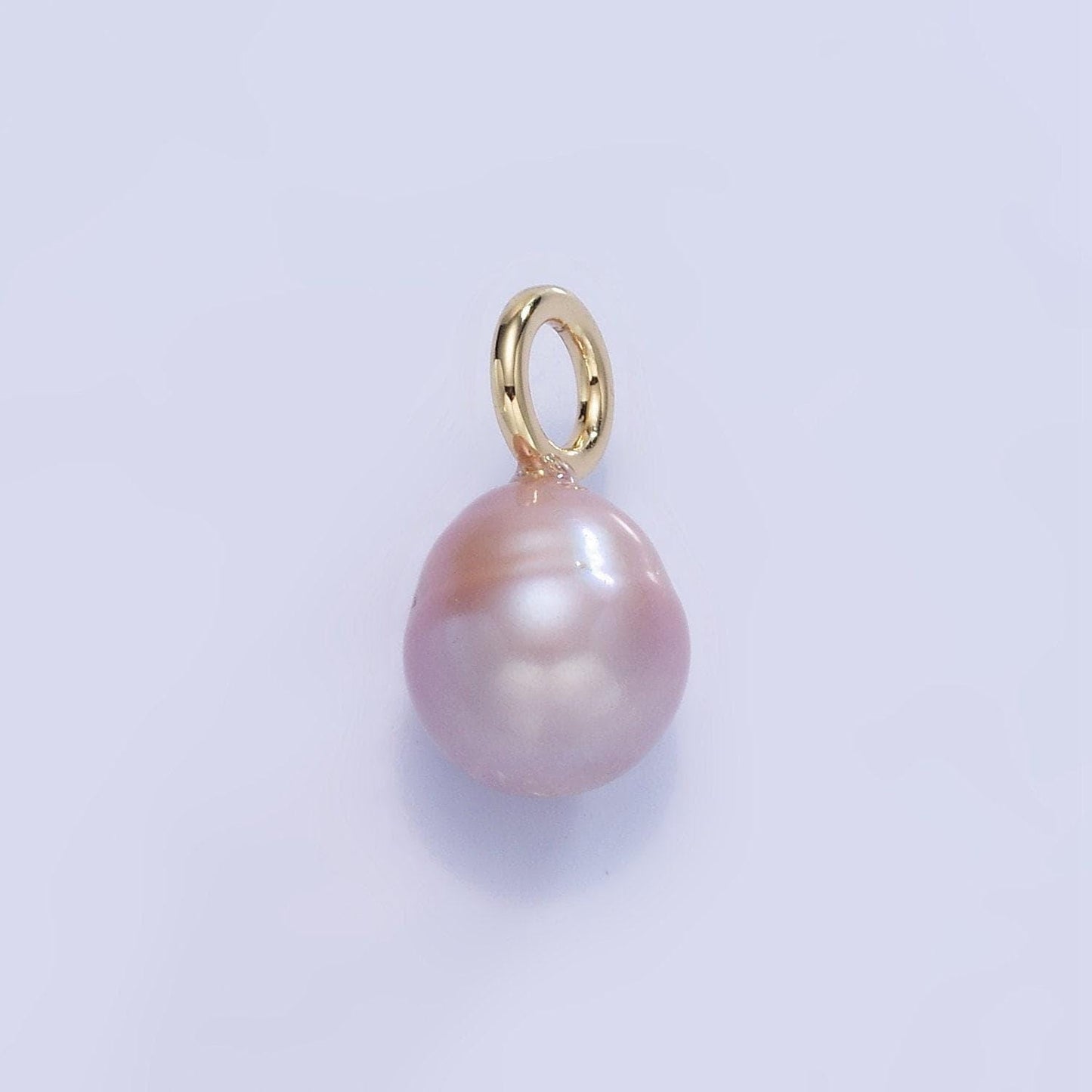 14k gold filled 17mm purple ringed freshwater pearl oval drop pendant | p-1737