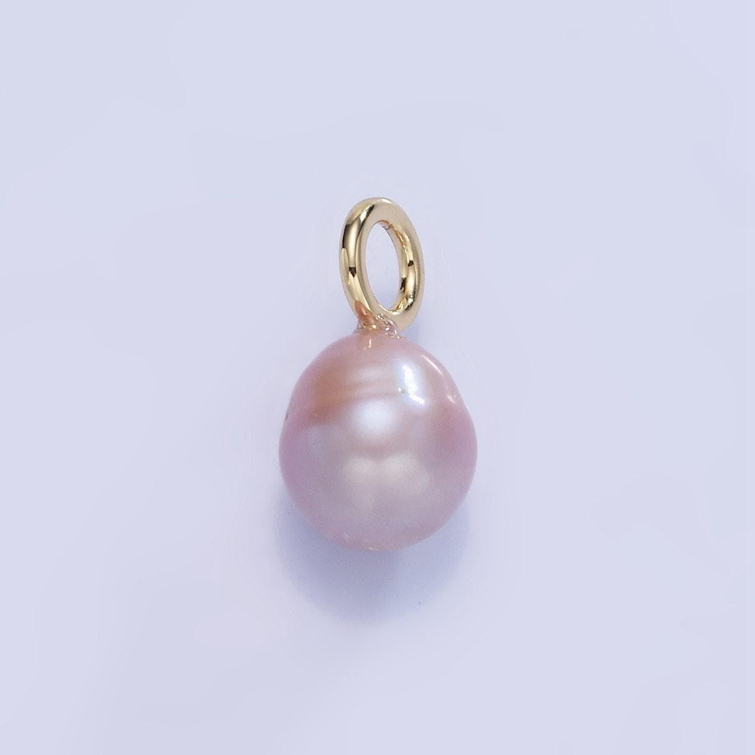14k gold filled 17mm purple ringed freshwater pearl oval drop pendant | p-1737