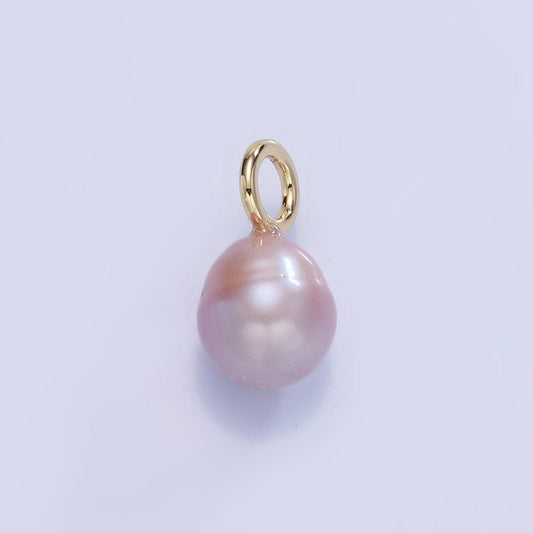 14k gold filled 17mm purple ringed freshwater pearl oval drop pendant | p-1737