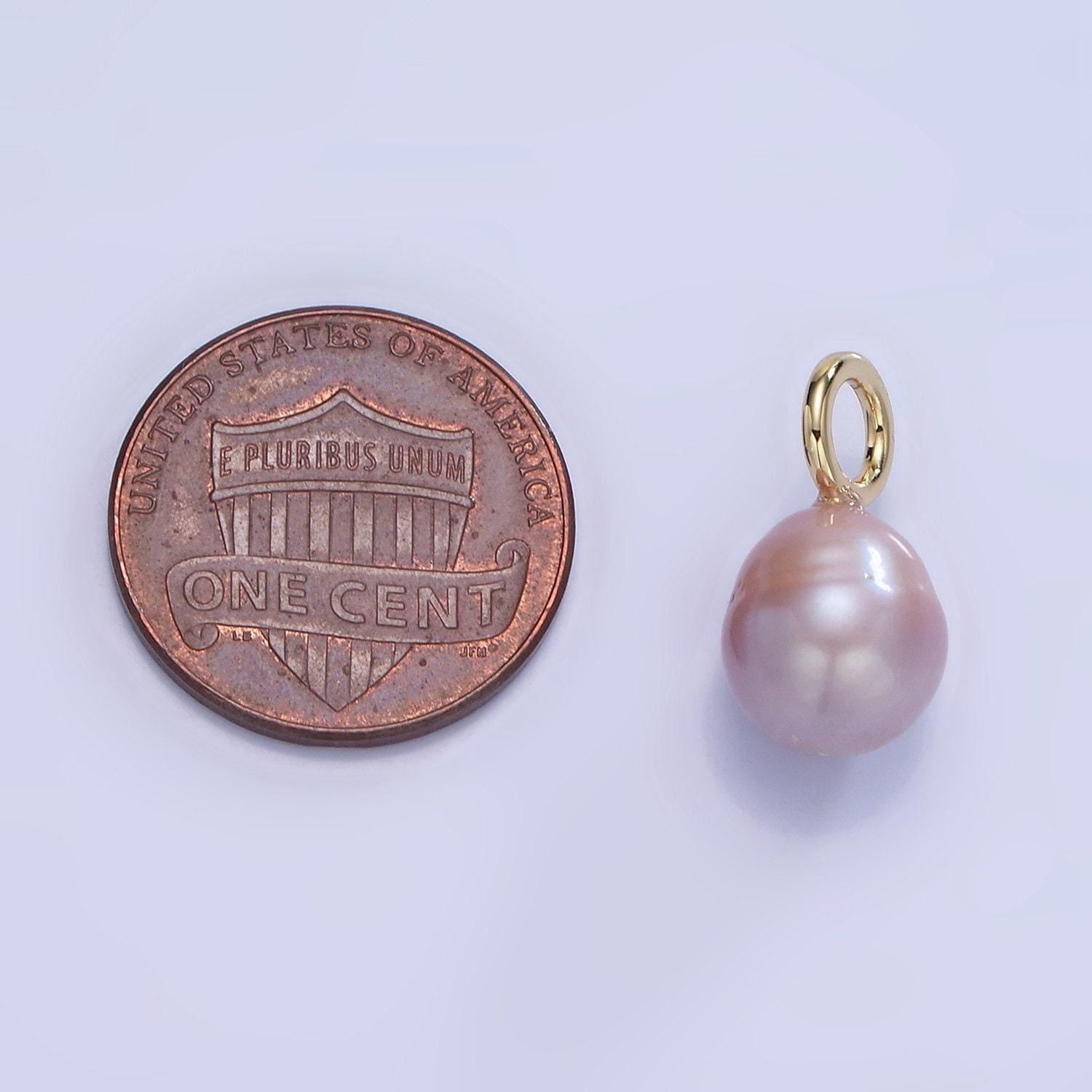 14k gold filled 17mm purple ringed freshwater pearl oval drop pendant | p-1737