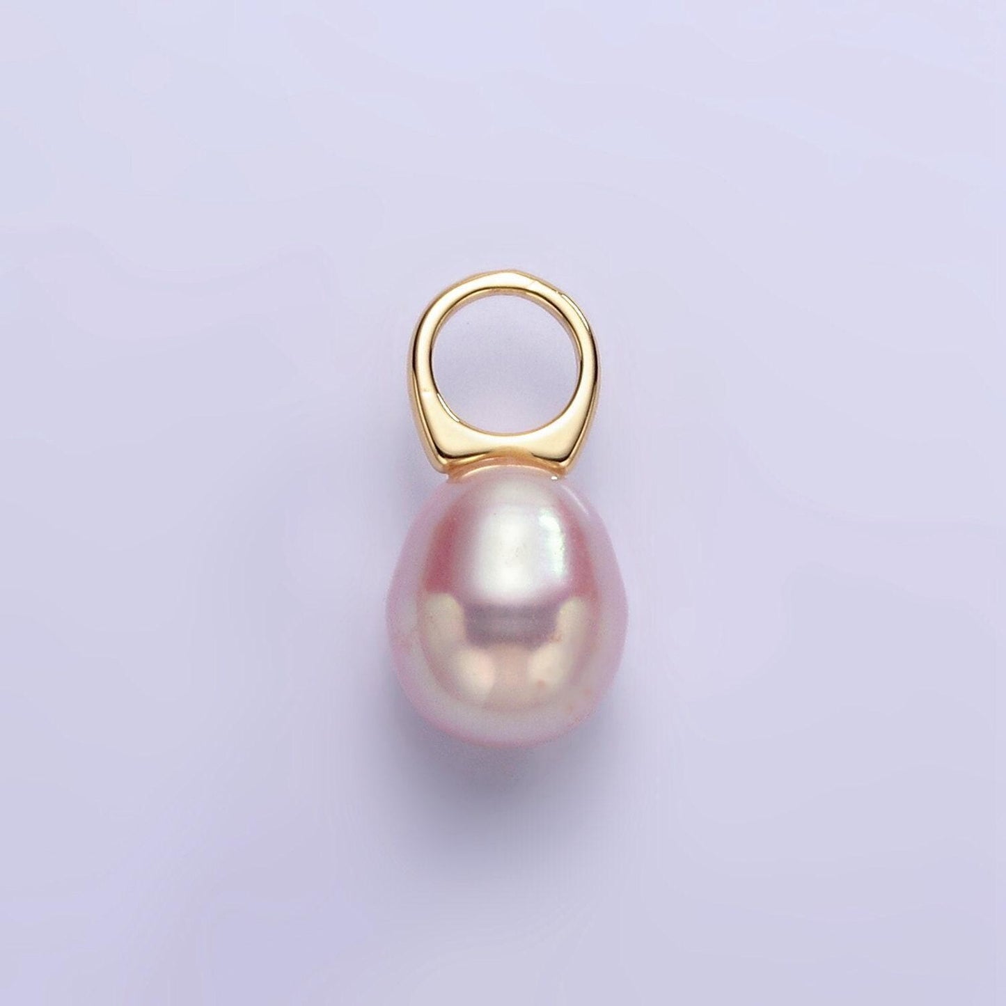18k gold filled 8mm mauve pink freshwater pearl oval drop pendant | p-1887