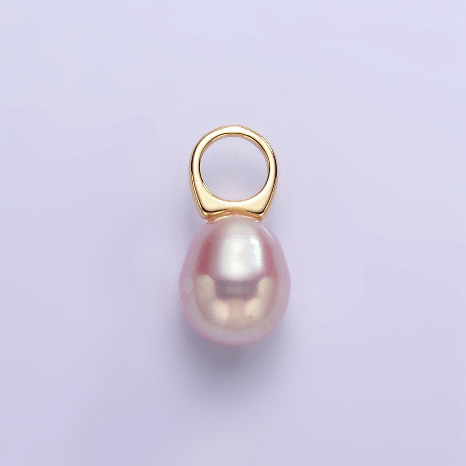 18k gold filled 8mm mauve pink freshwater pearl oval drop pendant | p-1887