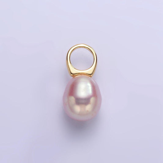 18k gold filled 8mm mauve pink freshwater pearl oval drop pendant | p-1887