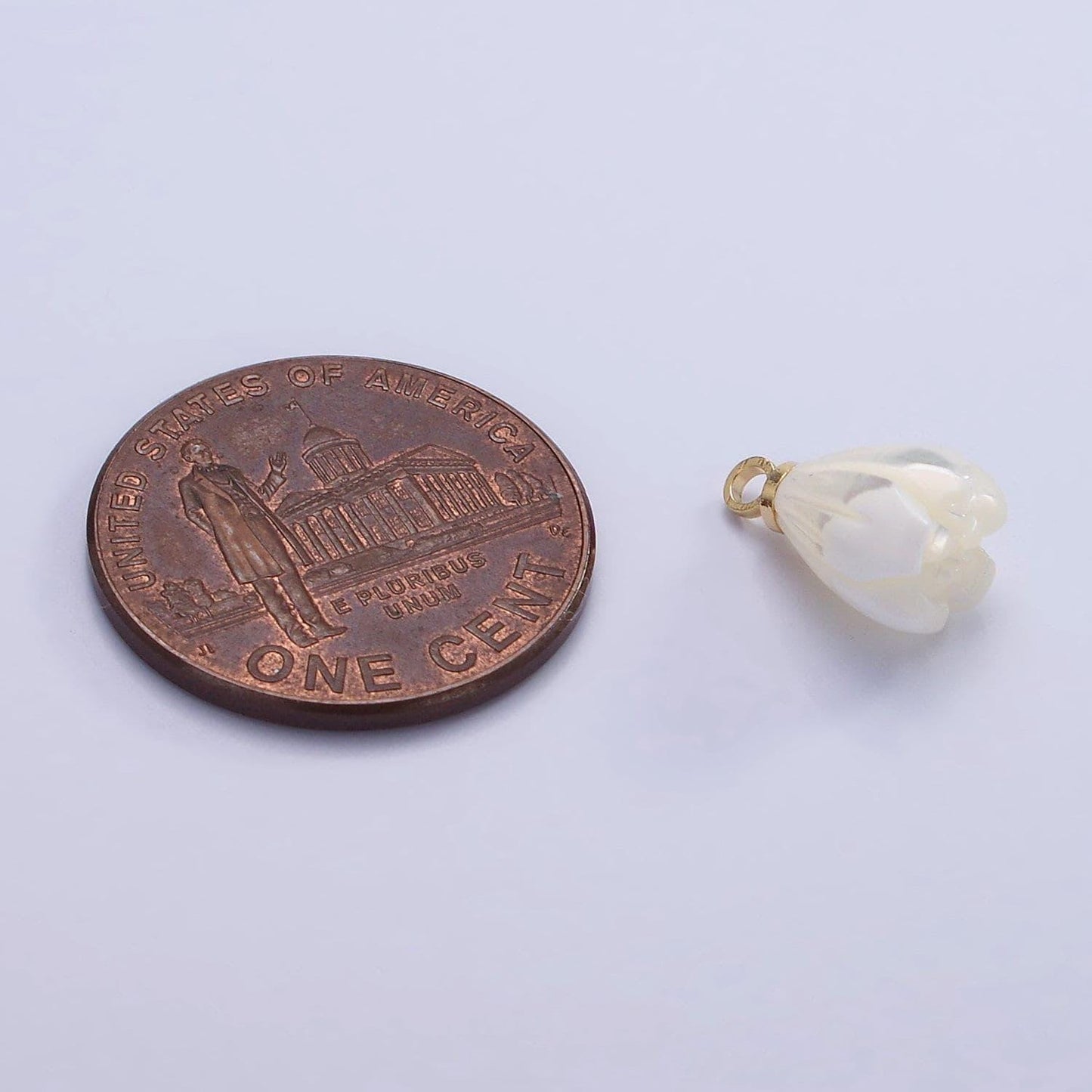 14k gold filled white pearl tulip flower bud drop pendant for minimalist jewelry making supply | ag-688