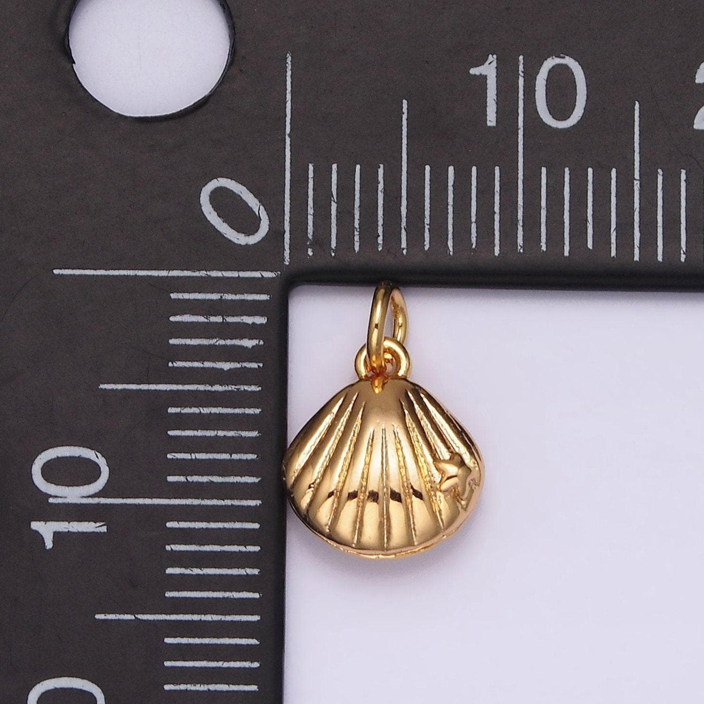 16k gold filled 8mm sea shell line-textured add-on charm | ag-012