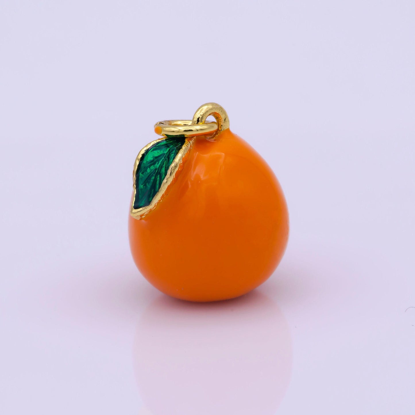 Mini gold orange charm enamel tangerine pendant fruit foodie charm inspired m827