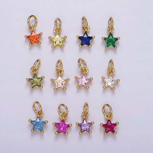 16k gold filled 11mm cz celestial star add-on charm mini star charm | ag549-ag560
