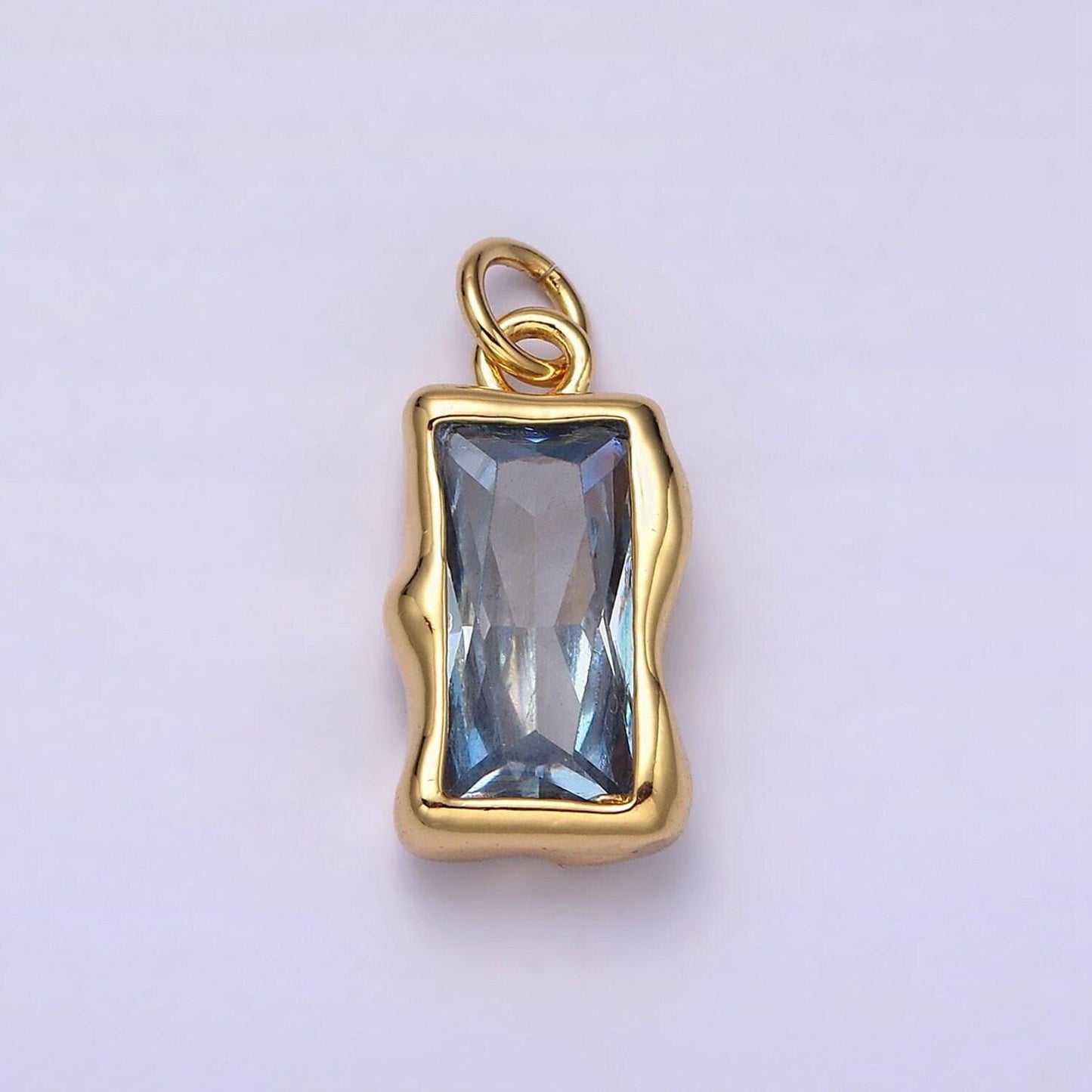 14k gold filled 20mm birthstone cz baguette charm personalized birth month add on charm | ac1506 - ac1516