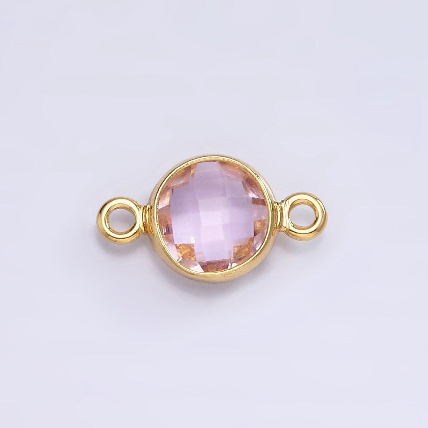 Mini 14k gold filled cubic zirconia link connector color faceted crystal charm connector birthstone link connector g-742 g-753