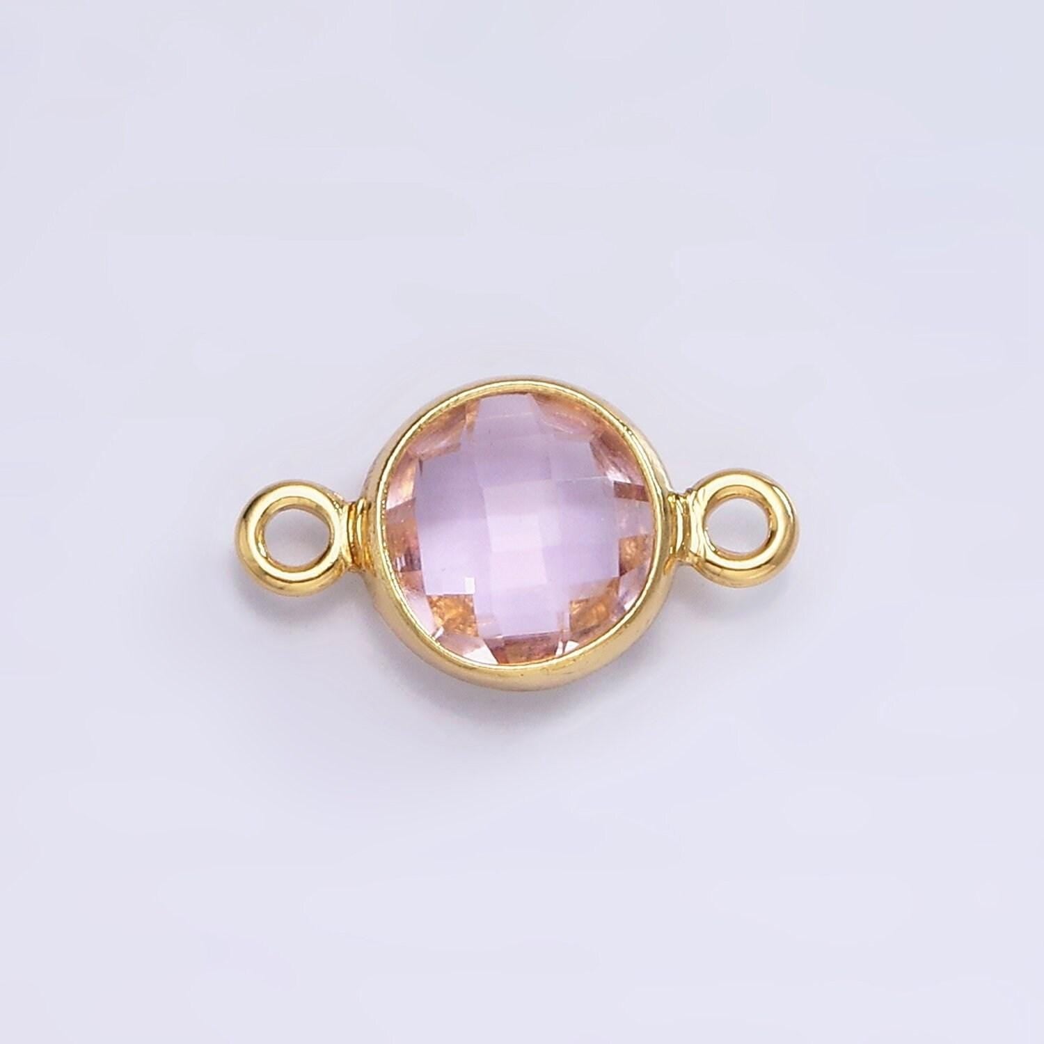 Mini 14k gold filled cubic zirconia link connector color faceted crystal charm connector birthstone link connector g-742 g-753