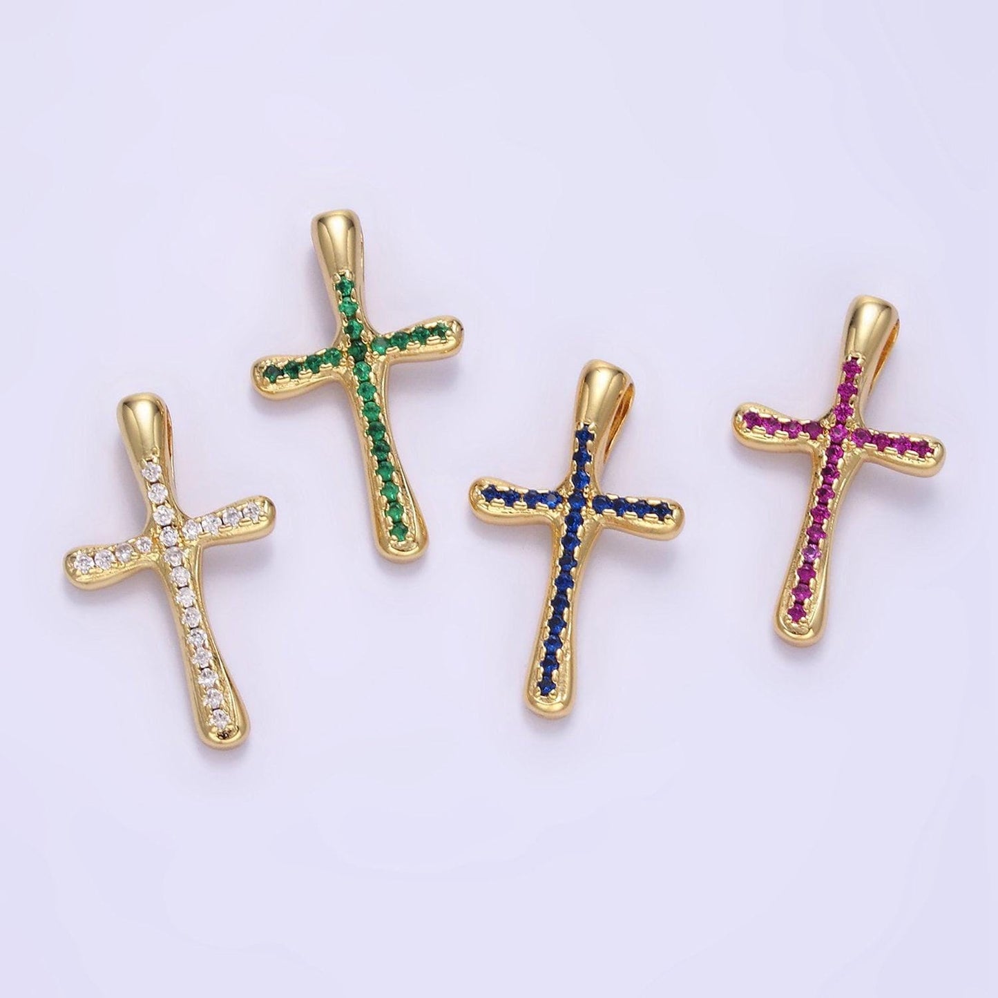 Multicolor micro pave religious cross pendant, clear green pink cubic zirconia christian catholic charm supply for diy jewelry making aa1343