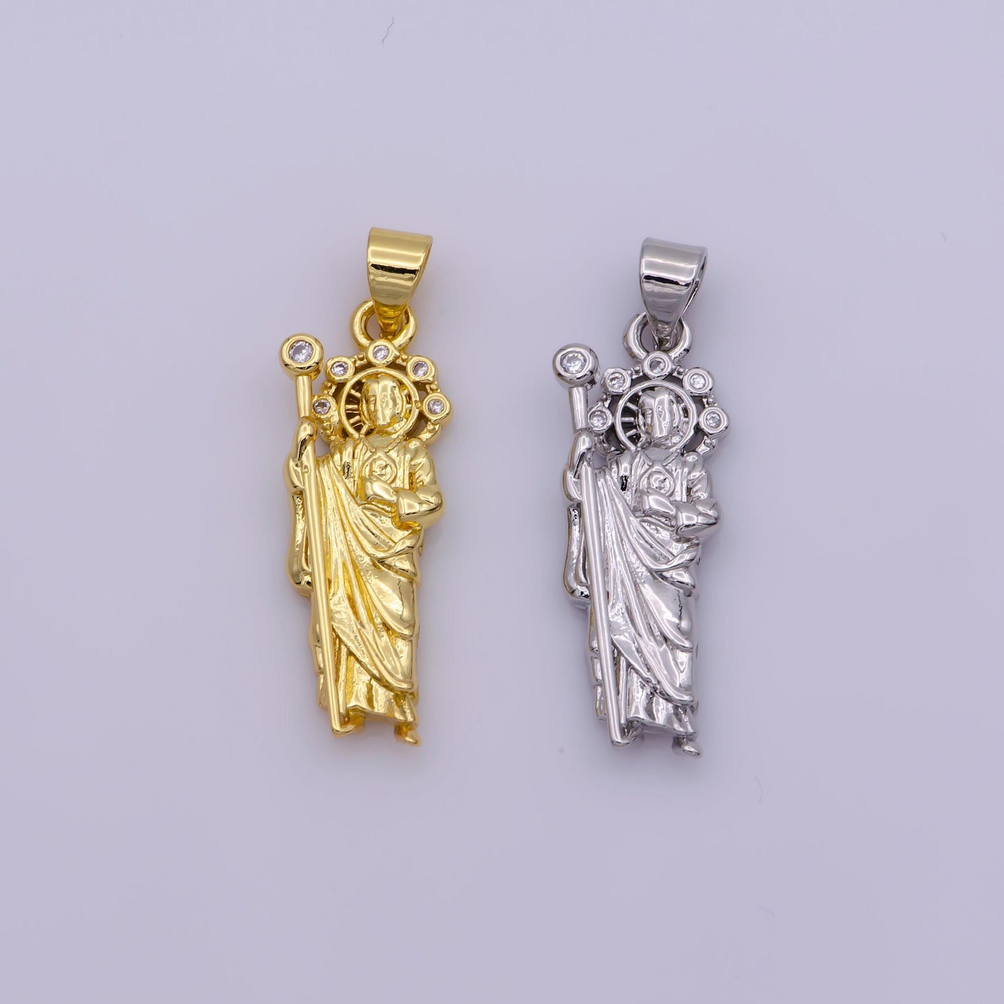 Mini saint jude charm necklace, silver / gold filled st jude pendant,religious jewelry protection for necklace rosary component supply,n1342