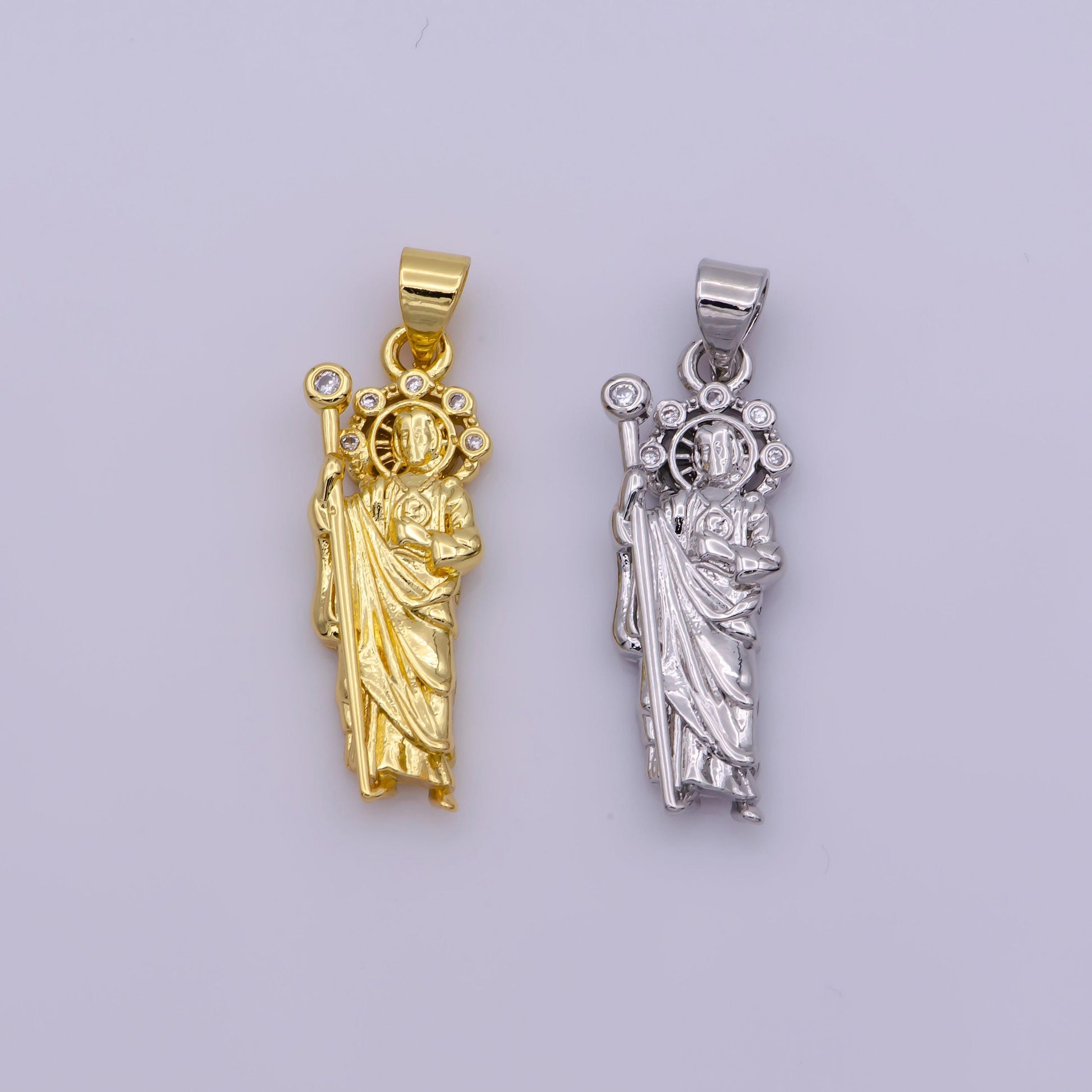 Mini saint jude charm necklace, silver / gold filled st jude pendant,religious jewelry protection for necklace rosary component supply,n1342