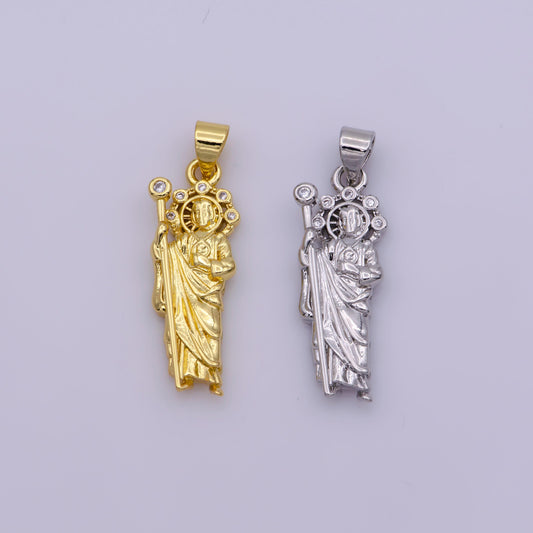 Mini saint jude charm necklace, silver / gold filled st jude pendant,religious jewelry protection for necklace rosary component supply,n1342