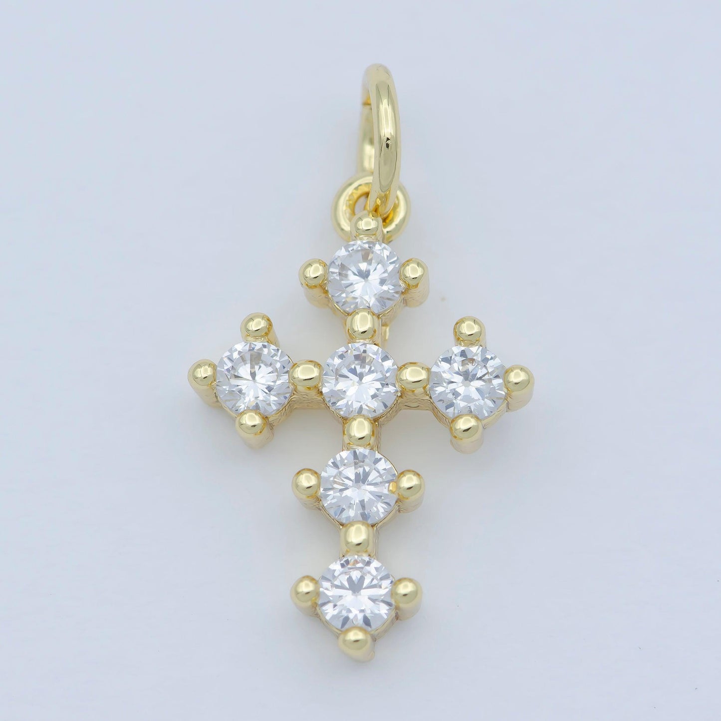 Tiny 16x11mm cz cross religious charm 14k gold filled micro pave cross clear rainbow multi color charm for bracelet necklace earring,m-303