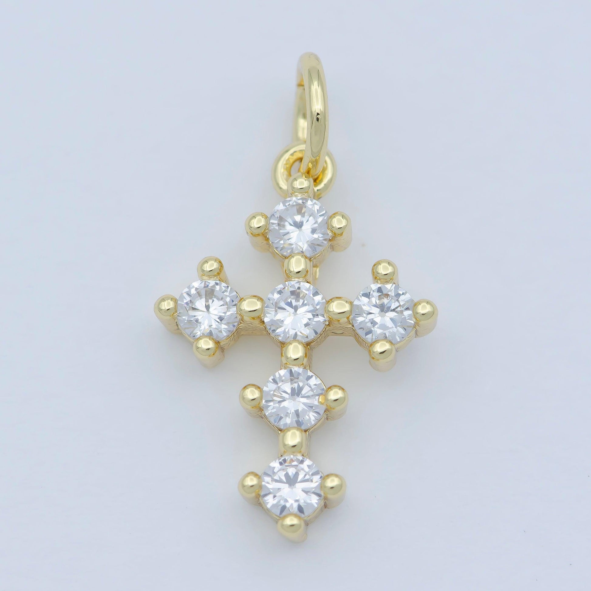 Tiny 16x11mm cz cross religious charm 14k gold filled micro pave cross clear rainbow multi color charm for bracelet necklace earring,m-303