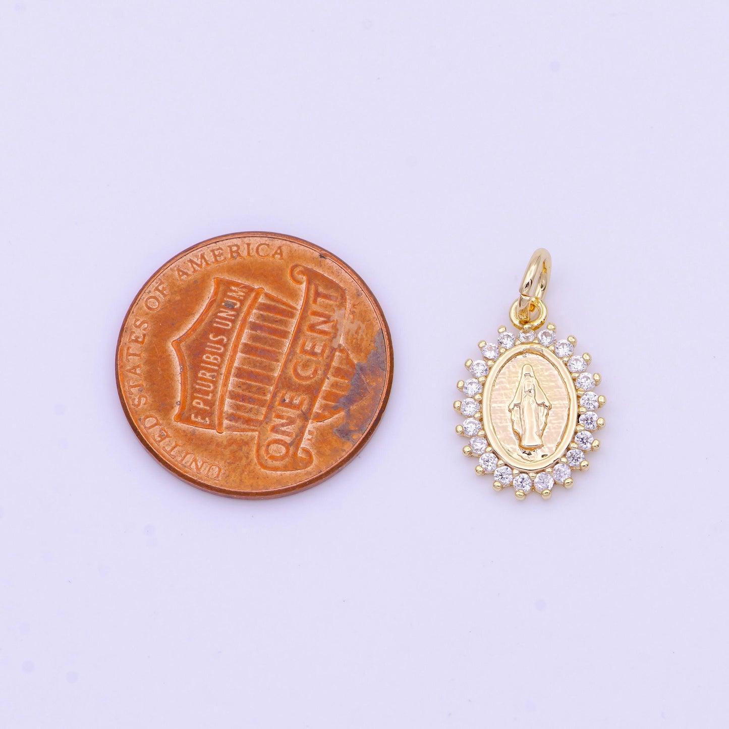 Dainty miraculous lady charm micro pave virgin mary charm for catholic religious jewelry making d-570