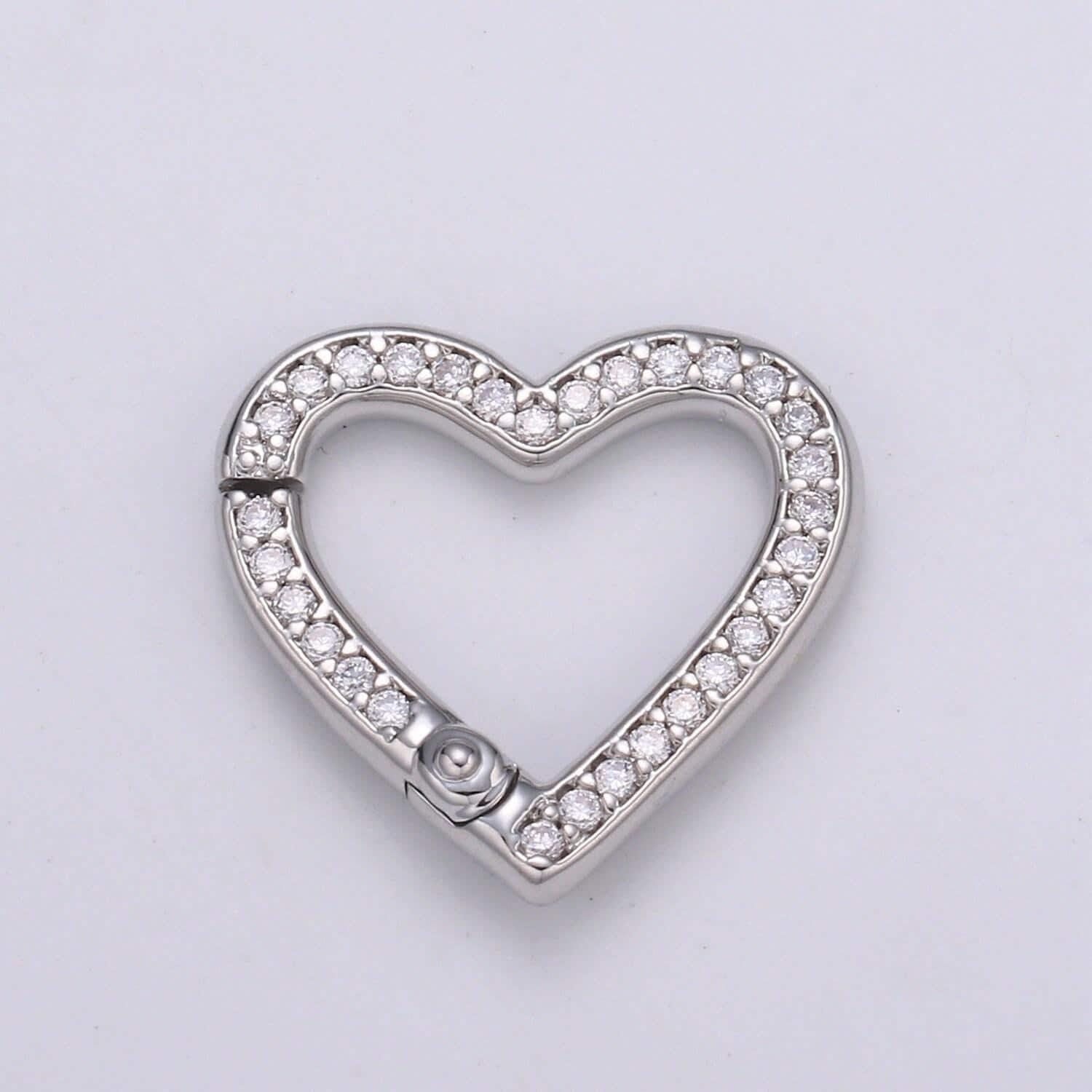 1pc double sided heart pull gate ring clasp, love clasp, interlocking clasp, pave cubic heart clasps, gold silver color option,1107,1108