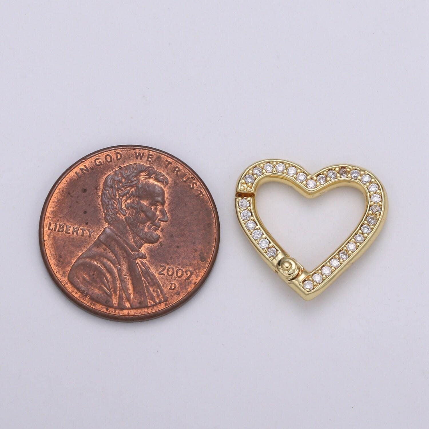 1pc double sided heart pull gate ring clasp, love clasp, interlocking clasp, pave cubic heart clasps, gold silver color option,1107,1108