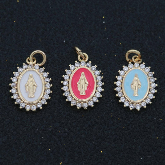 Gold filled miraculous lady charm virgin mary our lady of lourdes,catholic religious bijoux jewelry for necklace bracelet earring m-607