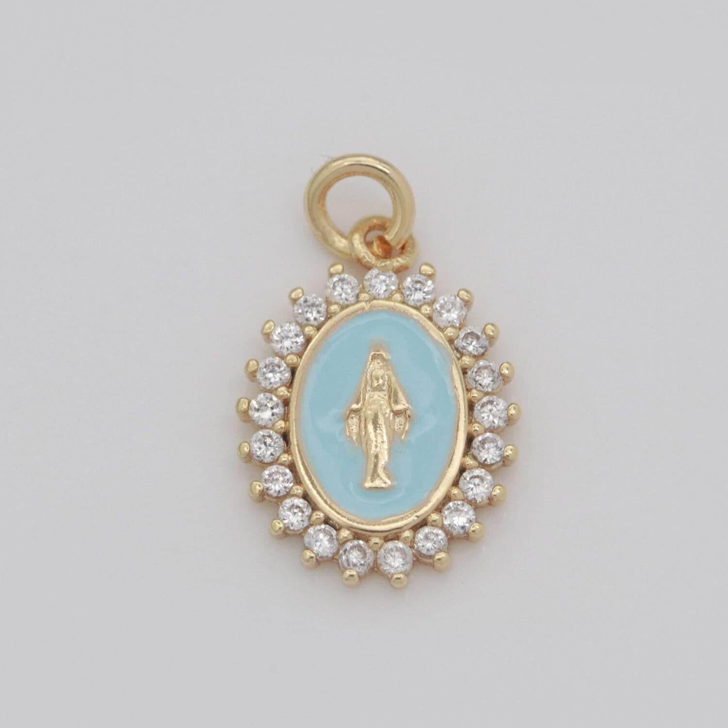 Gold filled miraculous lady charm virgin mary our lady of lourdes,catholic religious bijoux jewelry for necklace bracelet earring m-607