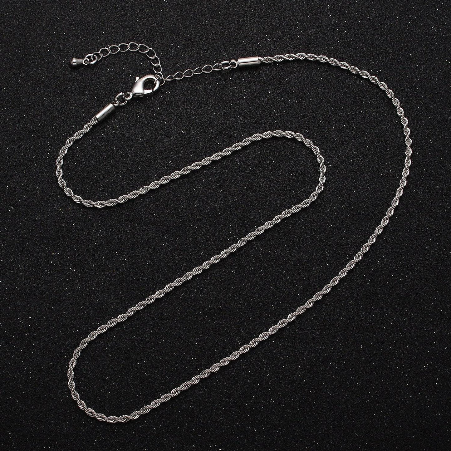 Unisex chain necklace, rope chain necklace 24k gold filled chain, 2mm rope chain necklace for men woman 17.75, 19 inch wa-1524