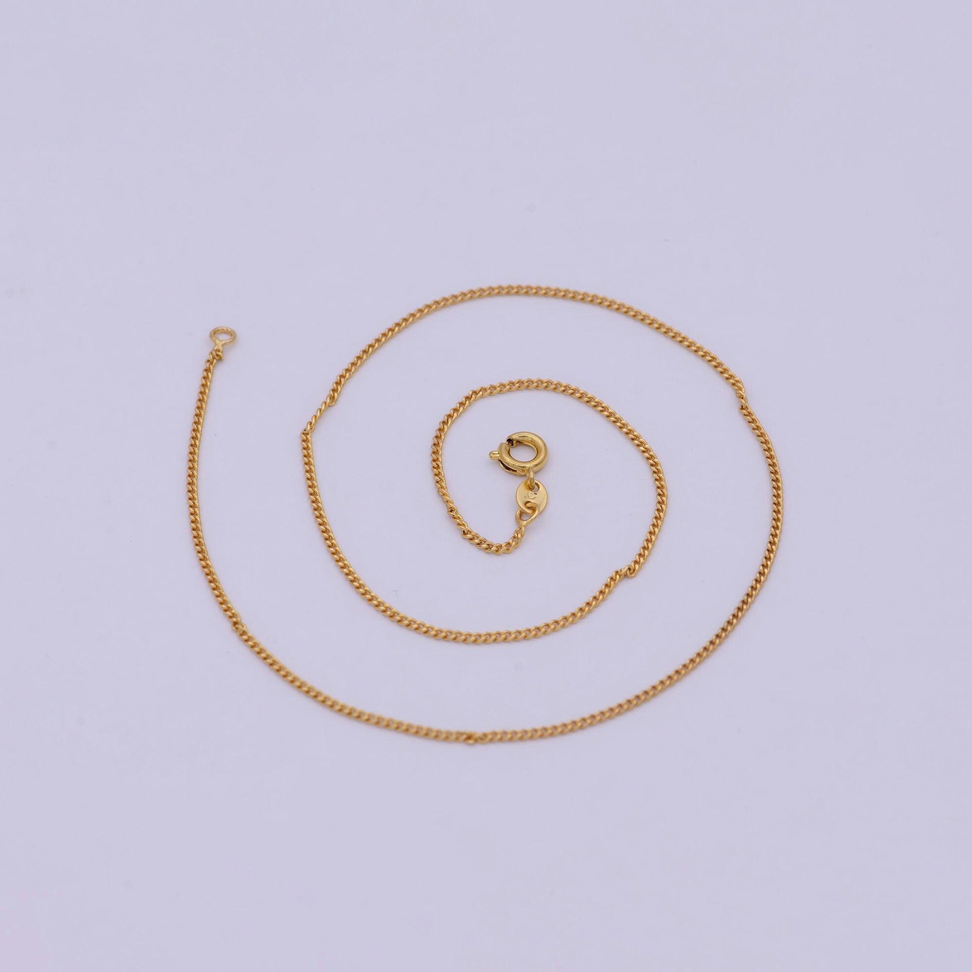 24k gold filled 13.8 inches necklace chain choker cuban curb thin 1.2mm gold chain for women girl | wa-532