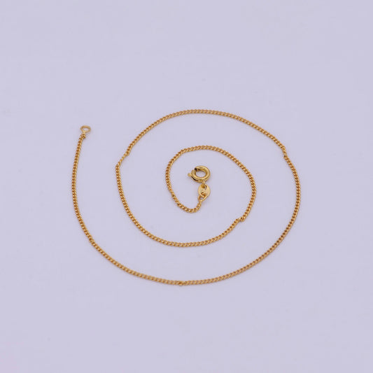 24k gold filled 13.8 inches necklace chain choker cuban curb thin 1.2mm gold chain for women girl | wa-532