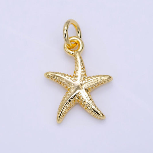 16k gold filled mini textured star fish ocean animal add-on charm | n945