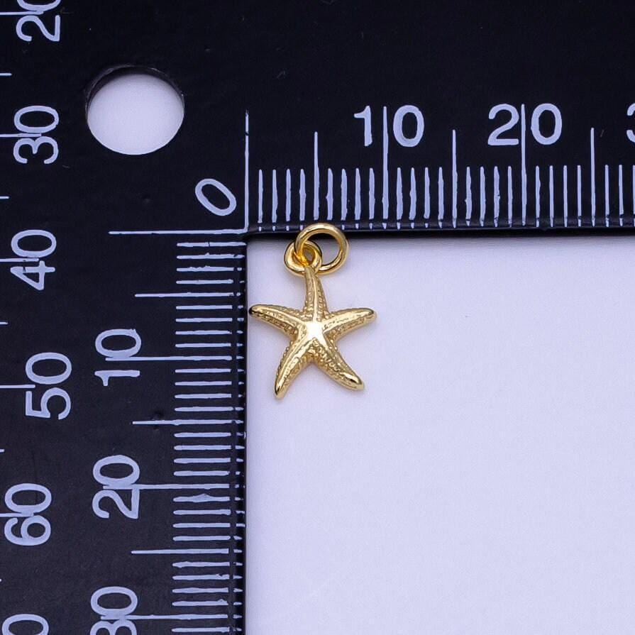 16k gold filled mini textured star fish ocean animal add-on charm | n945