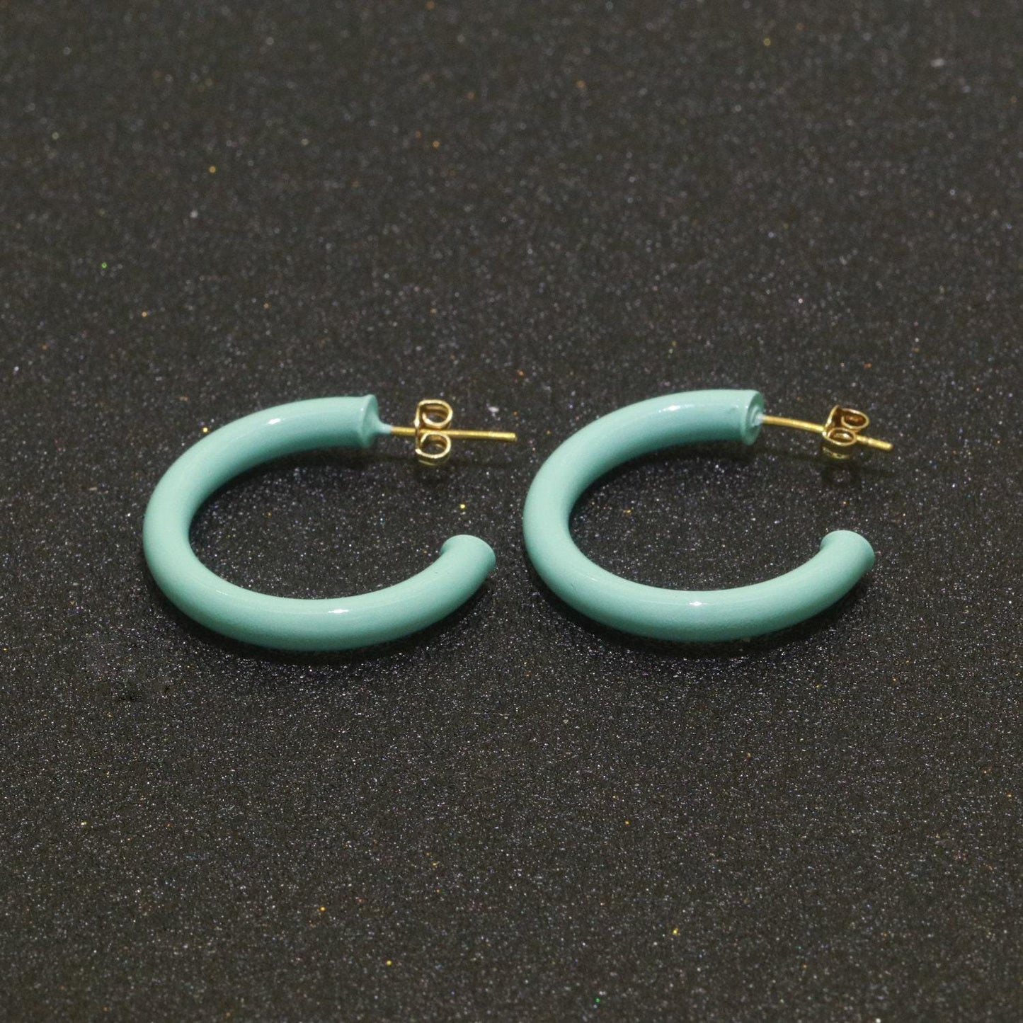 Cute candy hoop earring in 14k gold fill black, teal, white, pink, purple, green or yellow enamel • 30mm enamel cartilage huggie hoop goft